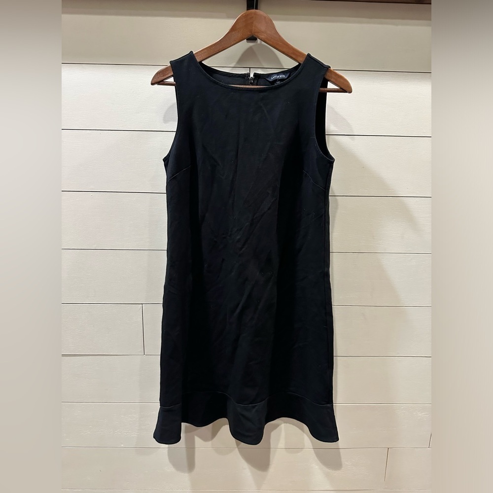 Lands End Women's Black Bottom Ruffle Sleeveless Dress- size 8